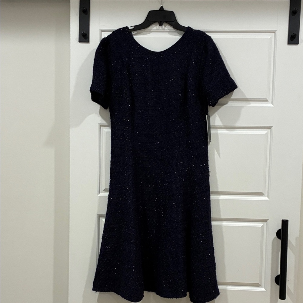Julia Jordan Metallic Fit&Flare Navy Cocktail Dress